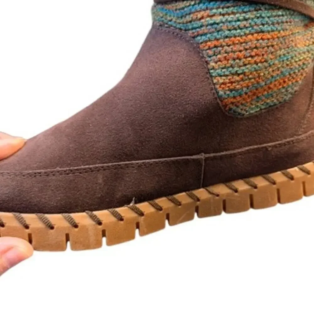 Muk Luks Flexi New York Tall Boots Women’s 9 Chocolate Suede Faux Fur